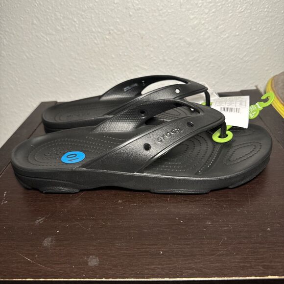 Crocs Classic All-Terrain Flip-Flop Unisex M10/W12 Black Croslite Foam NWT - Picture 1 of 5